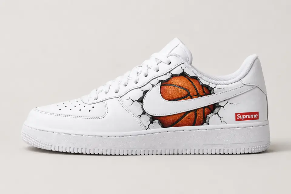 Air Force One Supreme NBA coloris rouge, vue de profil