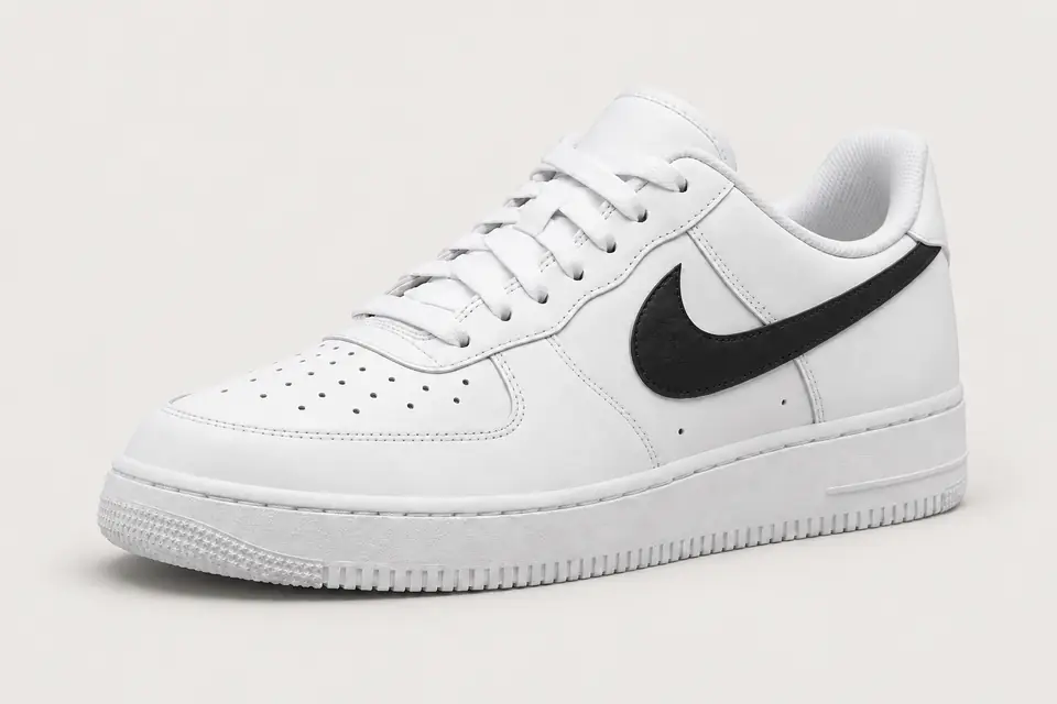 Air Force One Swoosh Noir coloris noir, vue de trois quarts