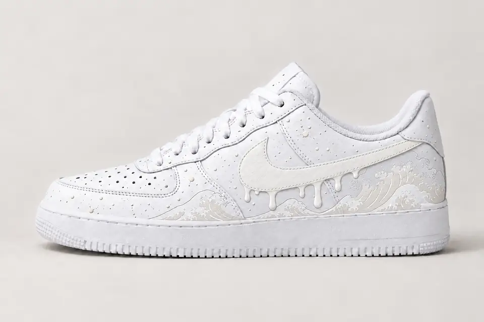 Air Force One Vague Kanagawa Drip coloris blanc, vue de profil