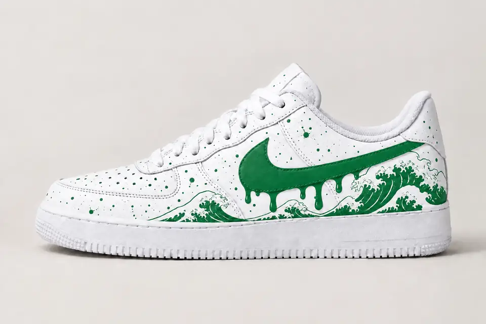 Air Force One Vague Kanagawa Drip coloris vert, vue de profil