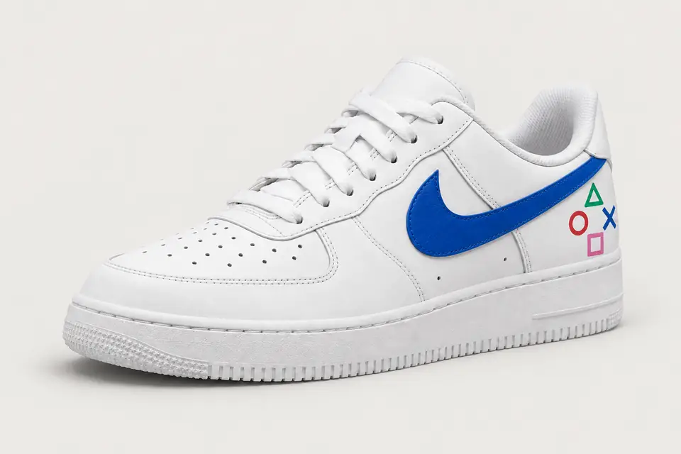 Air Force Playstation coloris bleu, vue de trois quarts