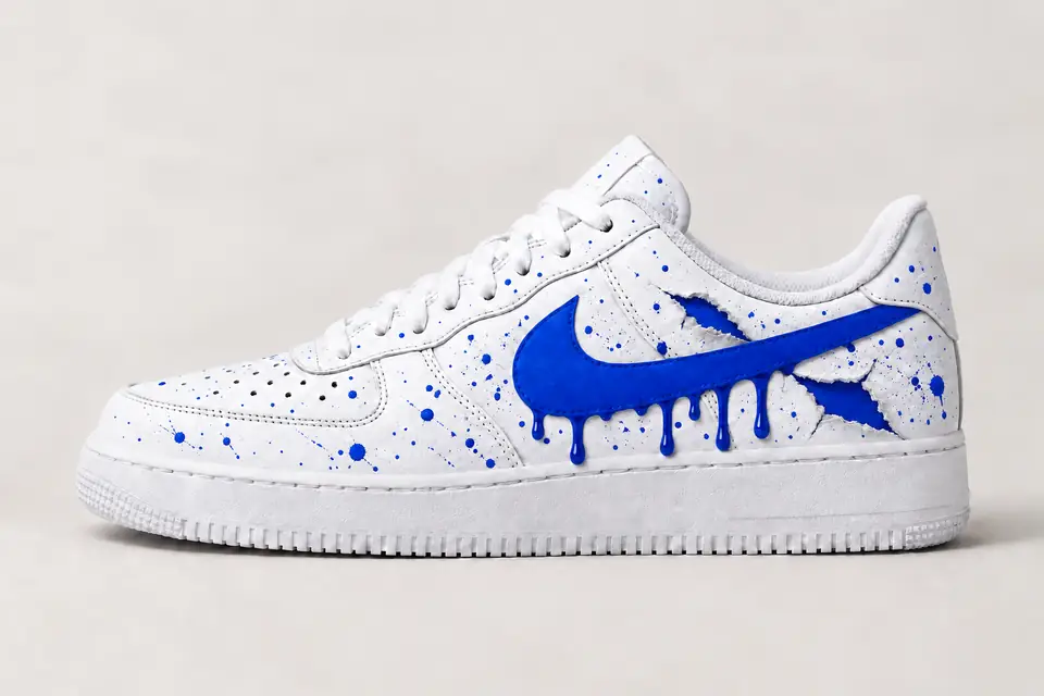 Air Force Qui Se Déchiré Drip coloris bleu, vue de profil