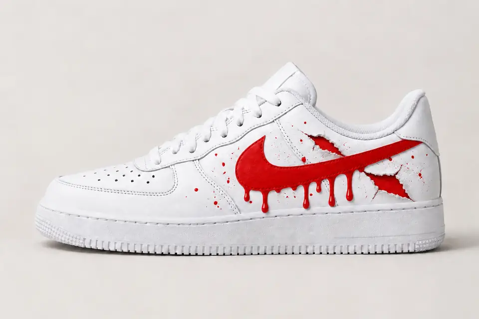 Air Force Qui Se Déchiré Drip coloris rouge, vue de profil