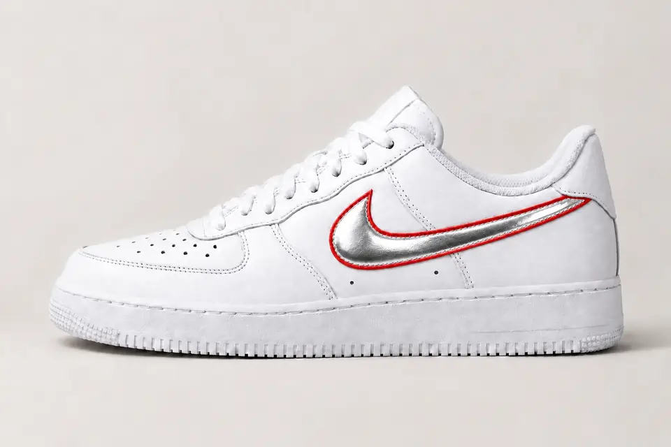Air Force Réfléchissante coloris blanc et rouge, vue de profil