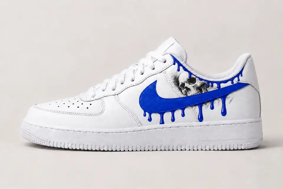 Air Force Squelette Drip coloris bleu, vue de profil