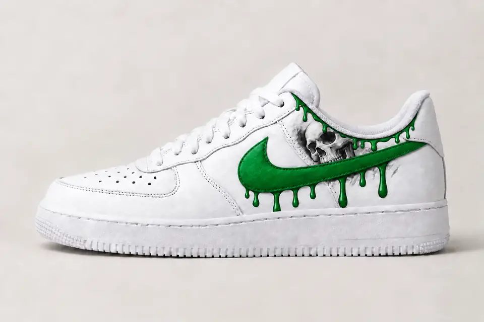Air Force Squelette Drip coloris vert, vue de profil