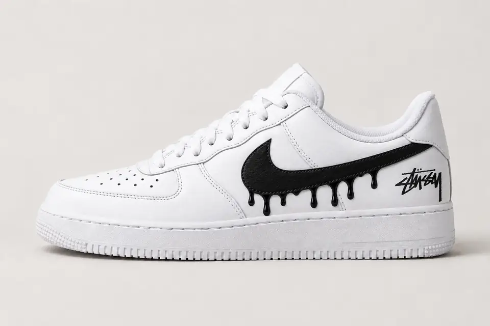 Air Force Stüssy Drip coloris noir, vue de profil