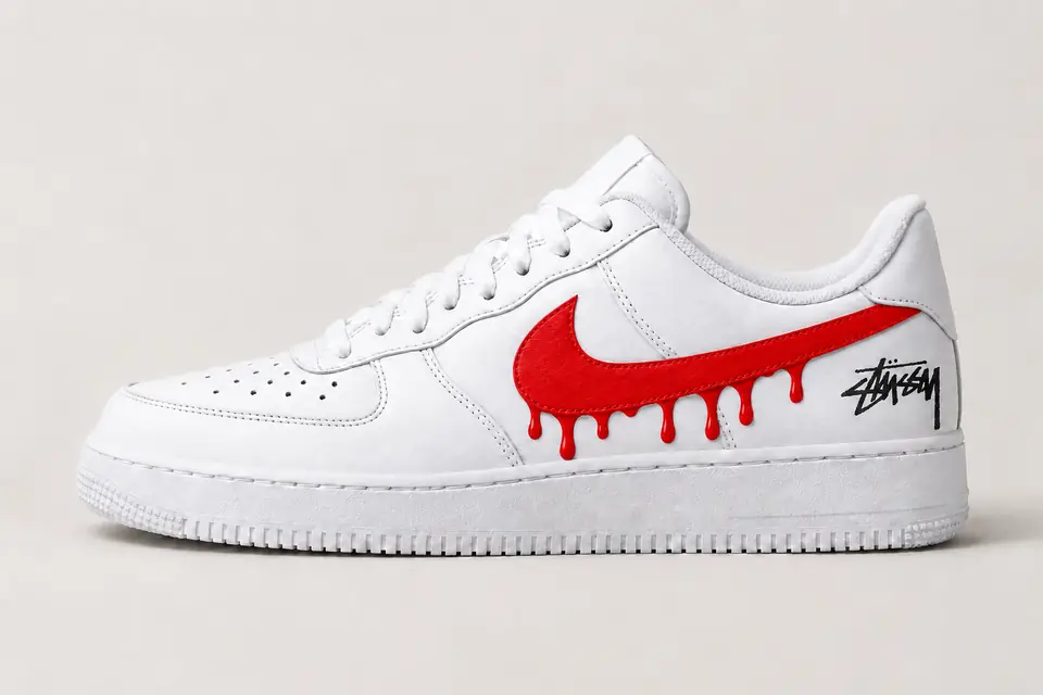 Air Force Stüssy Drip coloris rouge, vue de profil