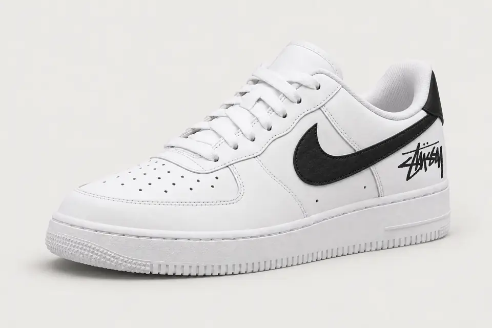 Air Force Stüssy Noir Talon Peint coloris noir, vue de trois quarts