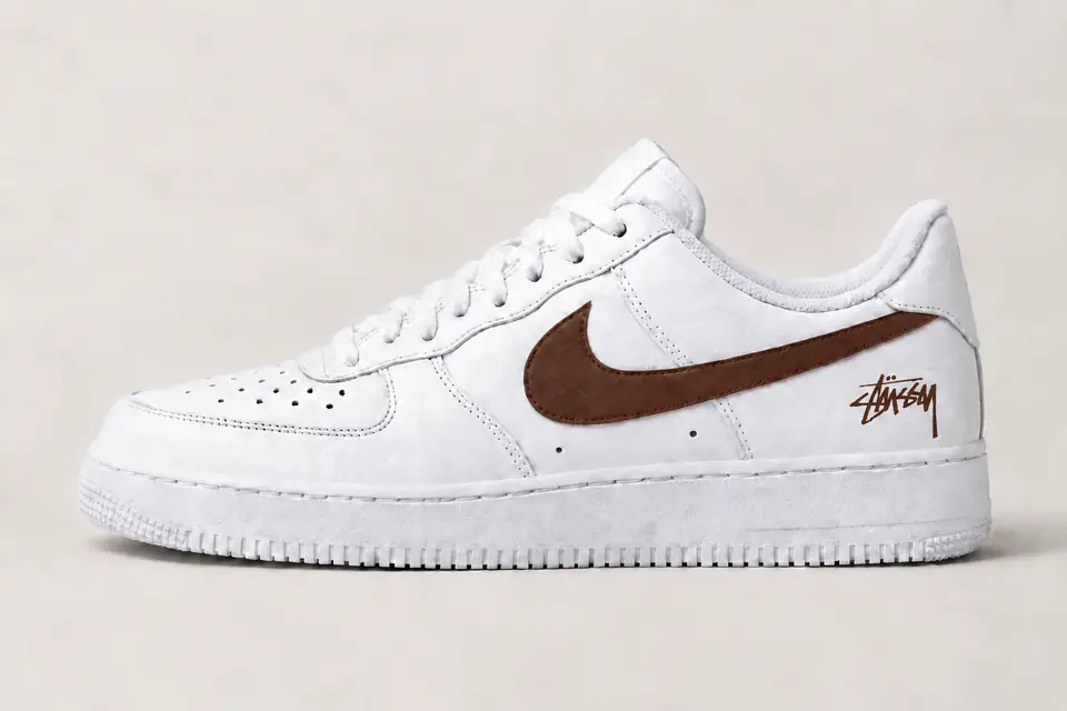 Air Force Stüssy Swoosh Peint coloris marron, vue de profil