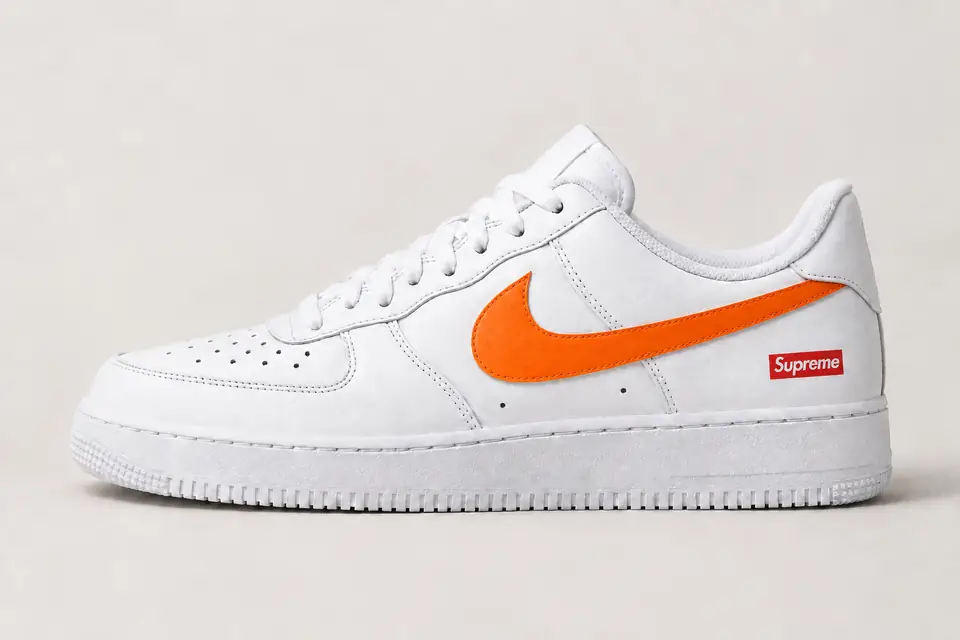 Air Force Supreme Noir Dégradé coloris orange, vue de profil