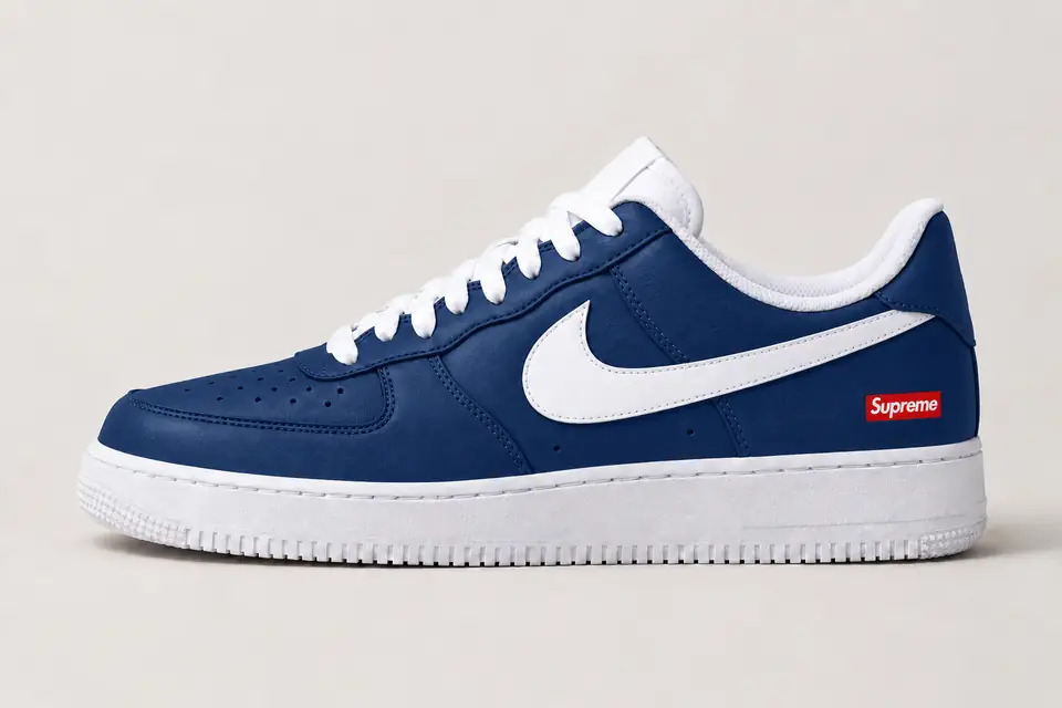 Air Force Supreme Noir Full Upper 2 coloris bleu marine, vue de profil