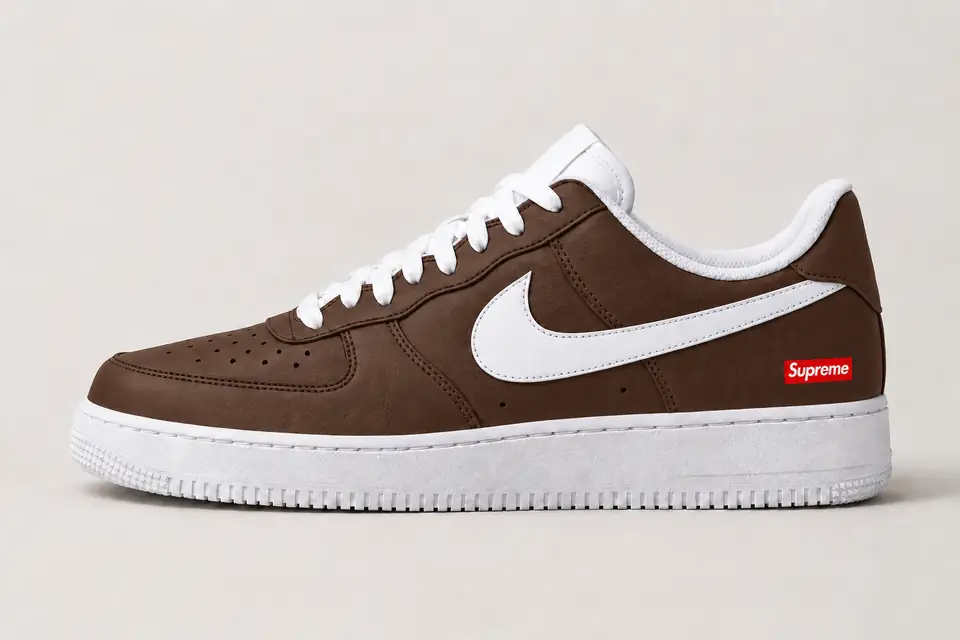 Air Force Supreme Noir Full Upper coloris marron, vue de profil