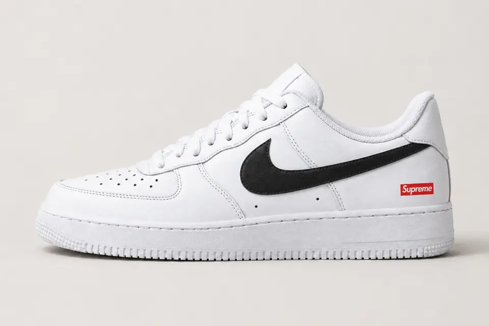 Air Force Supreme Noir Minimal 2 coloris noir, vue de profil