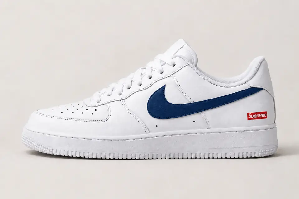 Air Force Supreme Noir Minimal coloris bleu marine, vue de profil