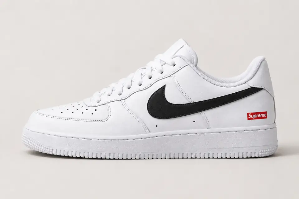Air Force Supreme Noir Minimal coloris noir, vue de profil