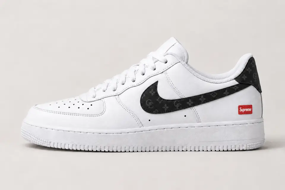 Air Force Supreme Noir Monogramme 2 coloris noir, vue de profil