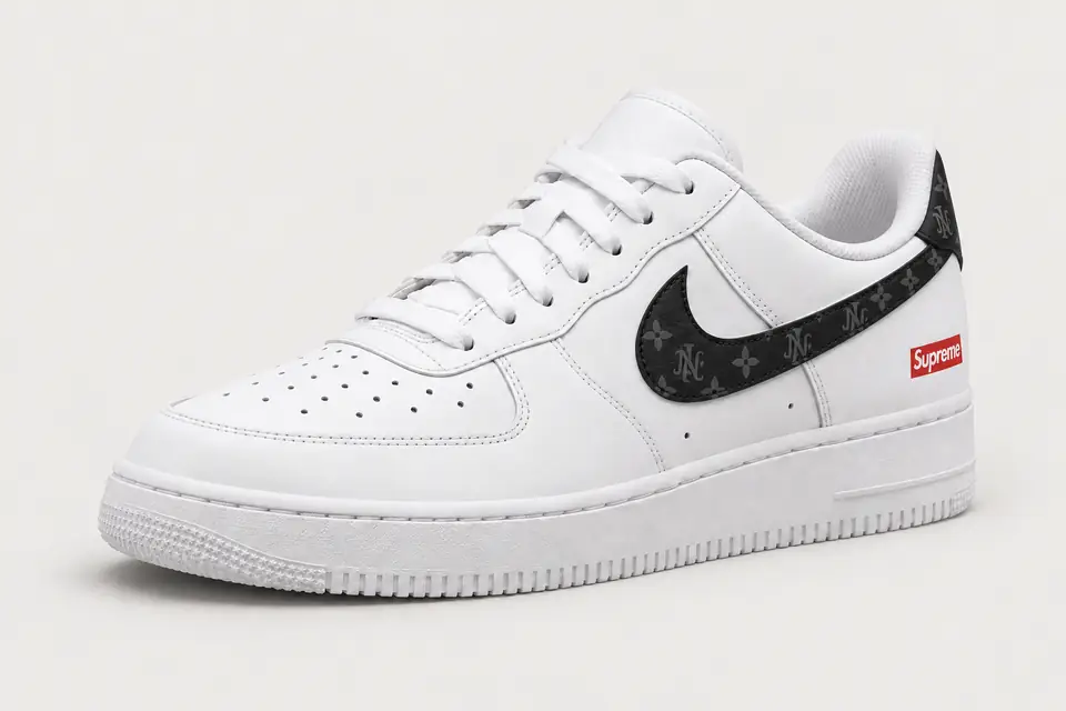 Air Force Supreme Noir Monogramme coloris noir, vue de trois quarts