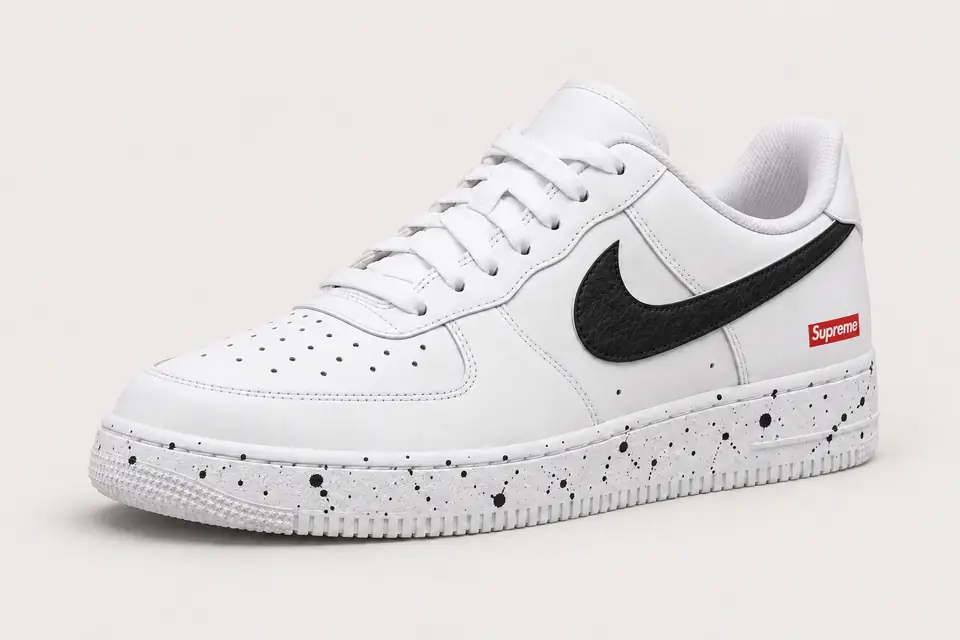 Air Force Supreme Noir Splash 2 coloris noir, vue de trois quarts