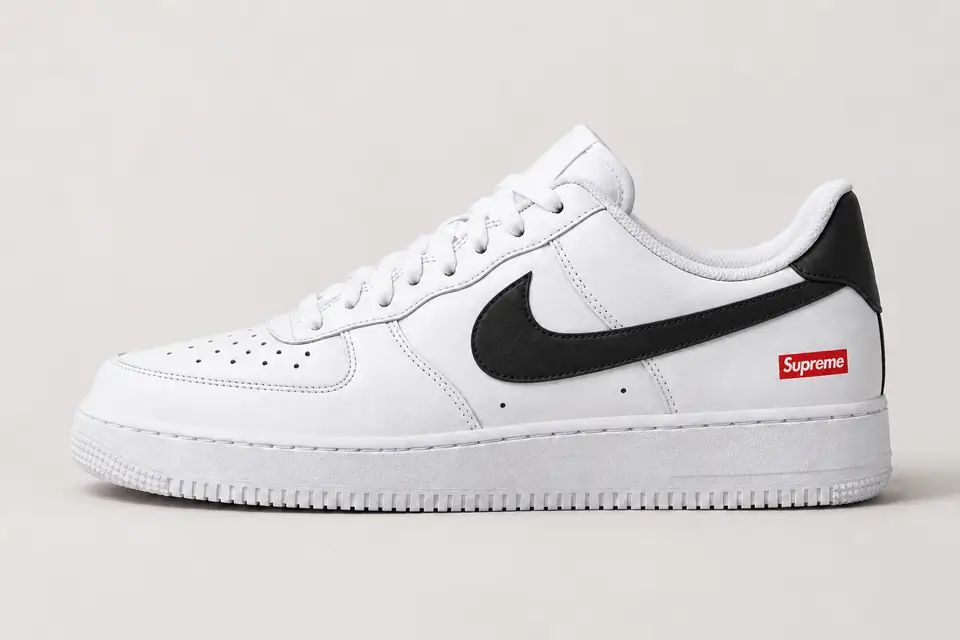 Air Force Supreme Noir Talon Peint coloris noir, vue de profil