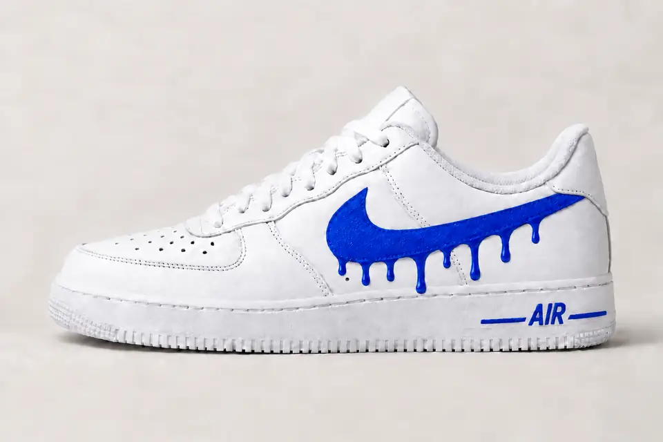 Air Force Tissu Drip coloris bleu, vue de profil