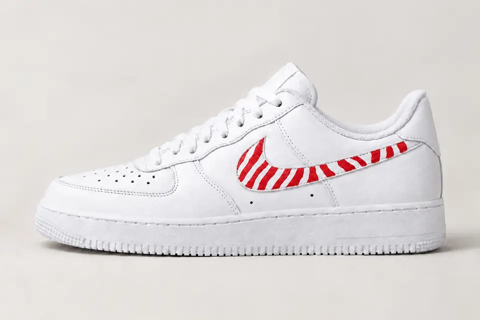 Air Force Zebra coloris blanc et rouge, vue de profil
