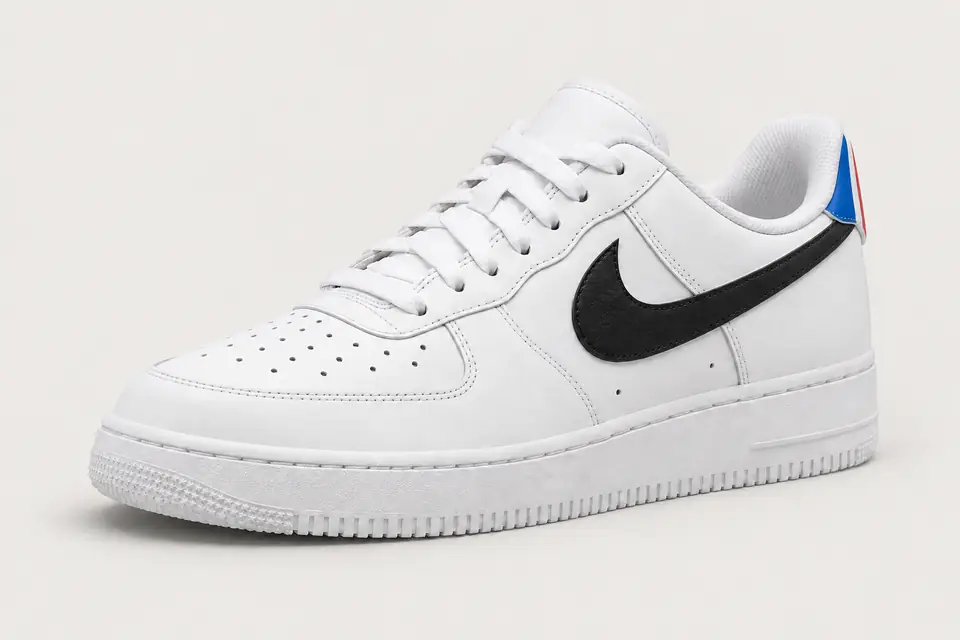Custom Air Force 1 Lyon coloris noir, vue de trois quarts