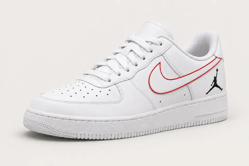 Jordan Air Force 1 Rouge coloris rouge, vue de trois quarts