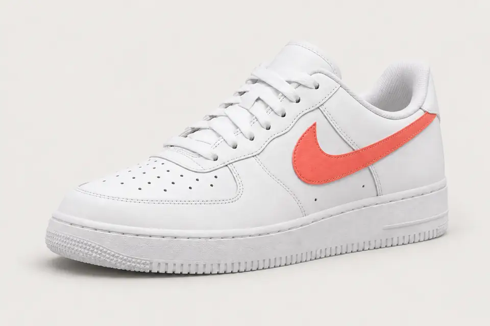 Nike Air Force 1 Corail coloris corail, vue de trois quarts