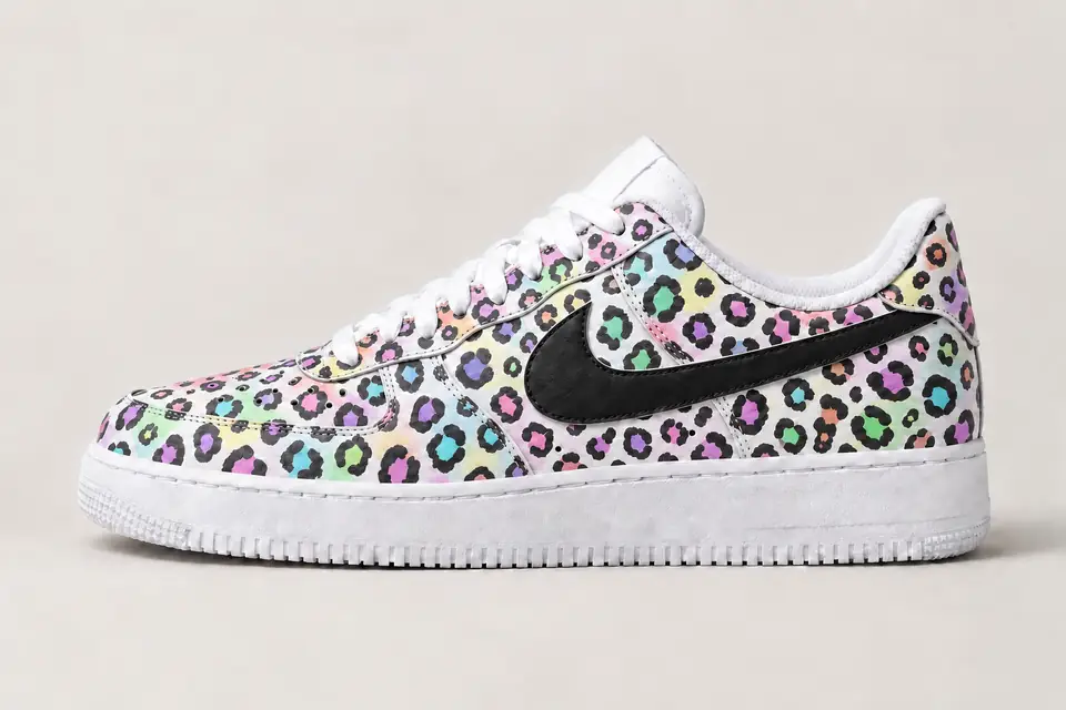 Nike Air Force 1 Léopard Femme coloris multicolore et pastel, vue de profil