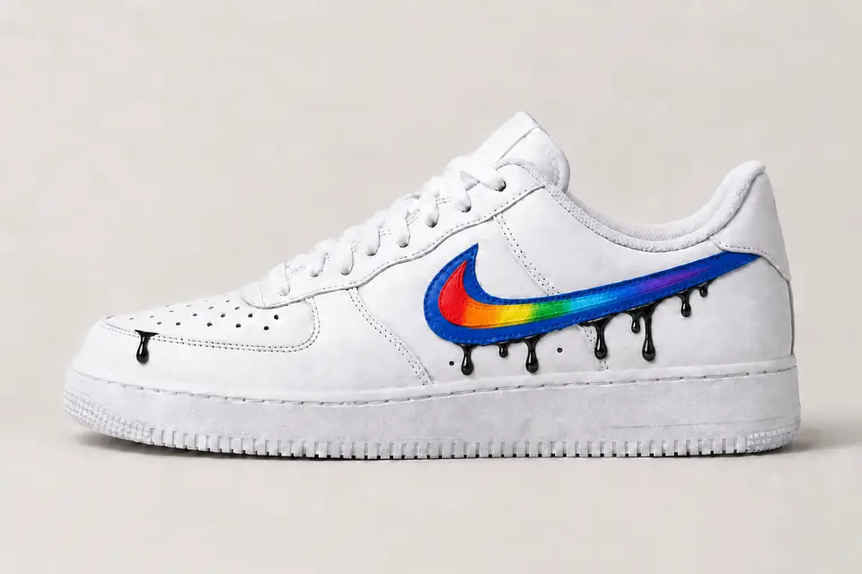 Nike Air Force 1 LGBT Drip coloris bleu, vue de profil