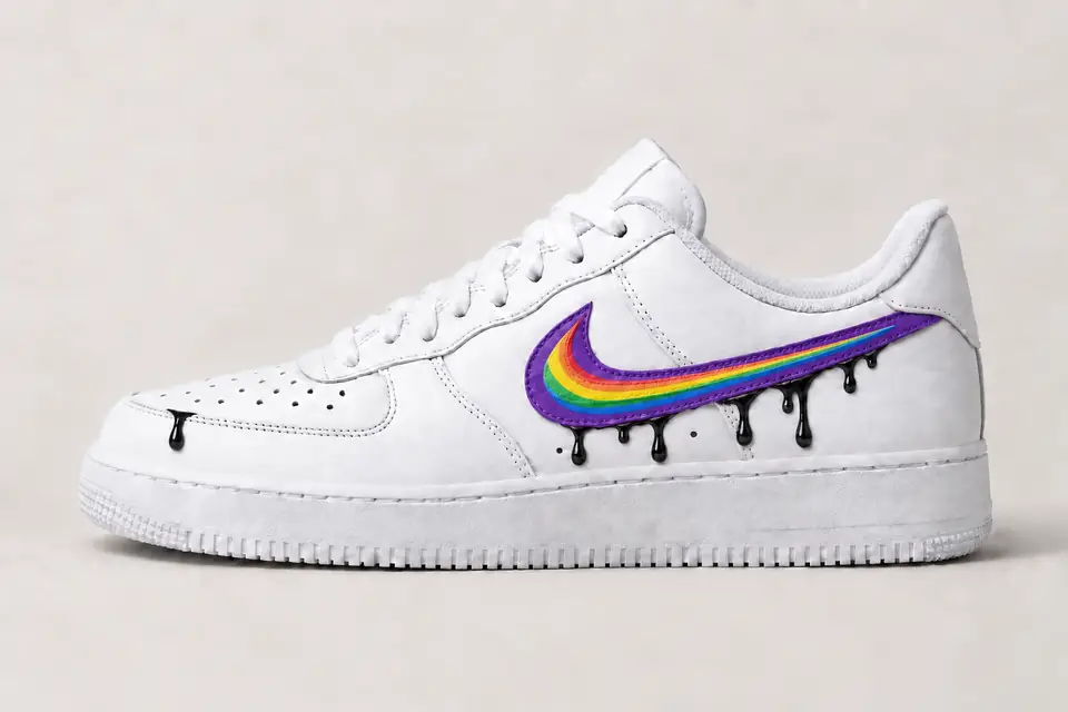 Nike Air Force 1 LGBT Drip coloris violet, vue de profil