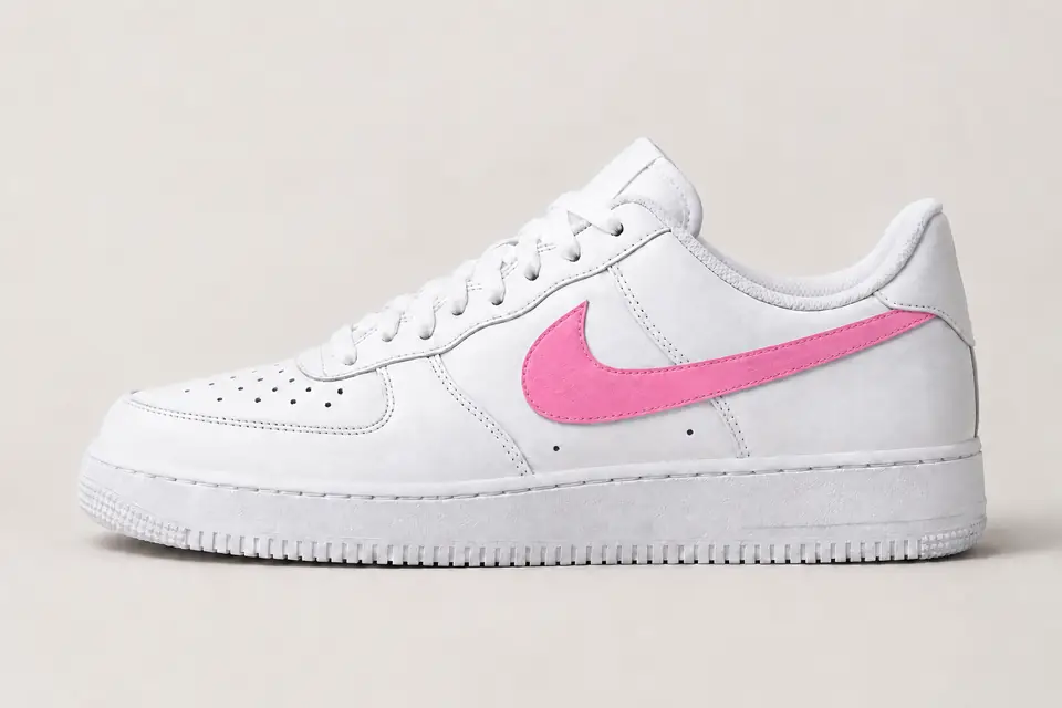 Nike Air Force 1 Metallic Rose Gold coloris rose, vue de profil