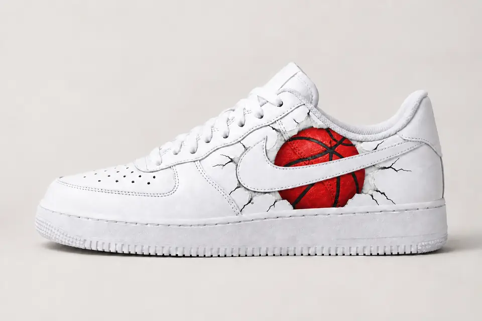 Nike Air Force 1 NBA Homme coloris blanc et rouge, vue de profil
