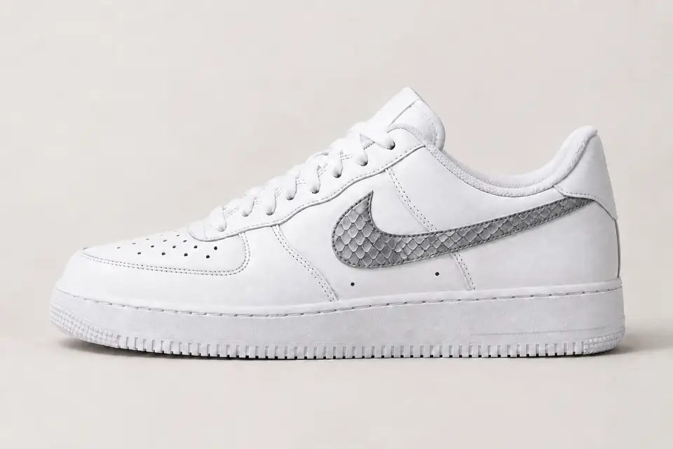 Nike Air Force 1 Snakeskin Femme coloris gris, vue de profil