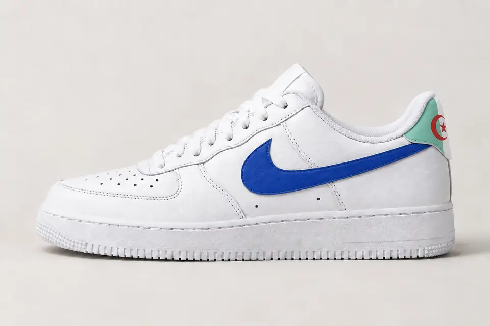 Nike Air Force Algérie coloris bleu et pastel, vue de profil