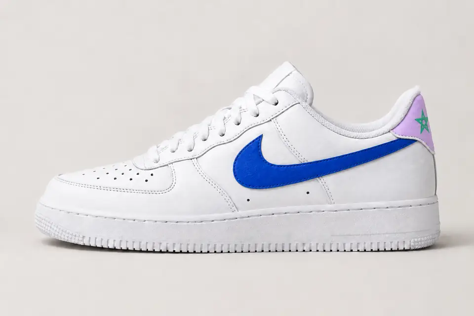 Nike Air Force Maroc coloris bleu et pastel, vue de profil